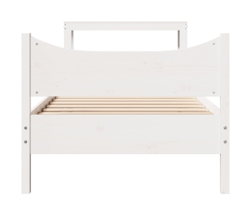 Estructura de cama con cabecero madera pino blanco 90x190 cm