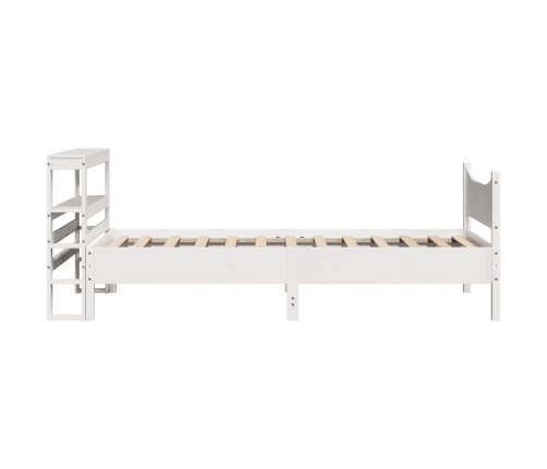 Estructura de cama con cabecero madera pino blanco 90x190 cm