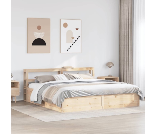 Estructura de cama con cabecero madera maciza pino 180x200 cm