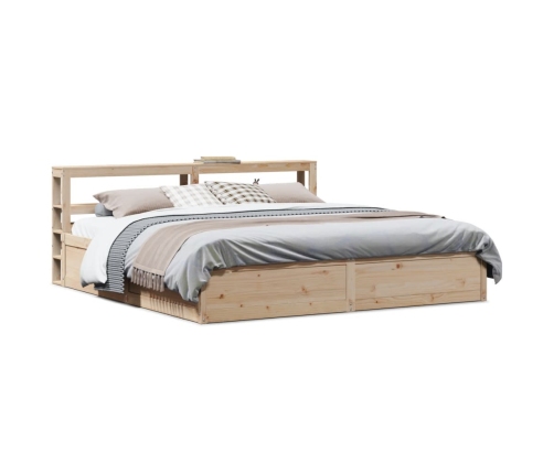 Estructura de cama con cabecero madera maciza pino 180x200 cm