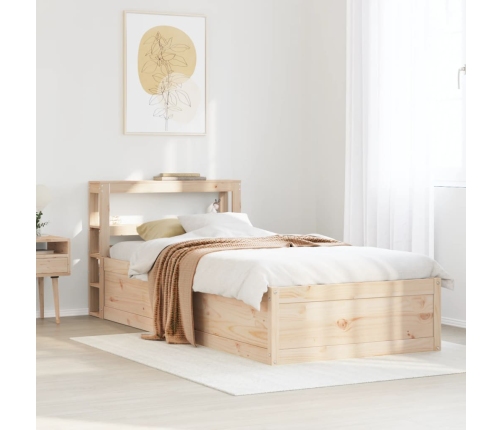 Estructura de cama con cabecero madera maciza de pino 90x200 cm