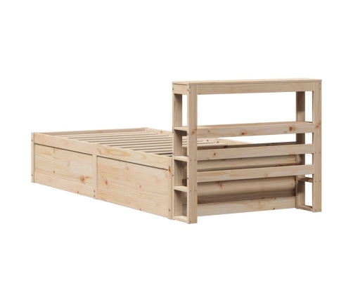 Estructura de cama con cabecero madera maciza de pino 90x200 cm