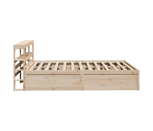 Estructura de cama con cabecero madera maciza pino 140x190 cm