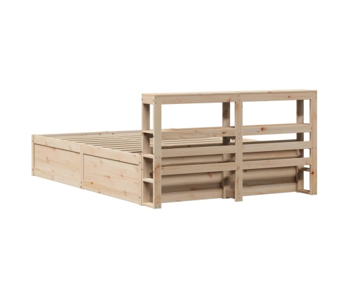 Estructura de cama con cabecero madera maciza pino 140x190 cm