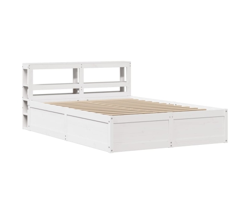 Estructura de cama con cabecero madera pino blanco 140x190 cm