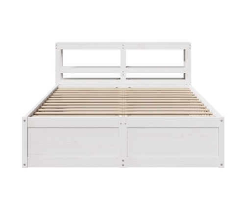 Estructura de cama con cabecero madera pino blanco 140x190 cm