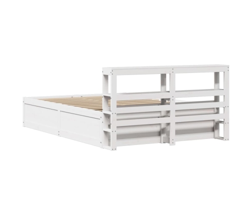 Estructura de cama con cabecero madera pino blanco 140x190 cm