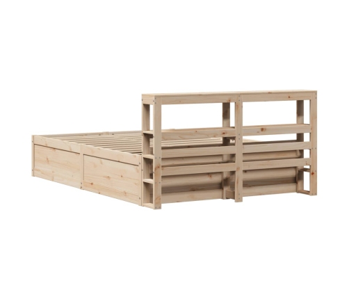 Estructura de cama con cabecero madera maciza pino 135x190 cm