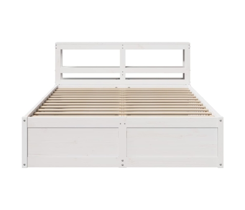 Estructura de cama con cabecero madera pino blanco 135x190 cm