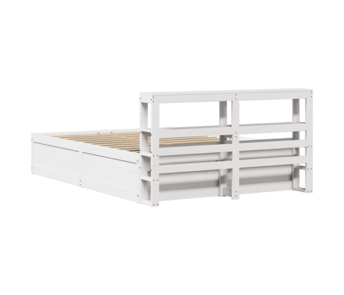 Estructura de cama con cabecero madera pino blanco 135x190 cm