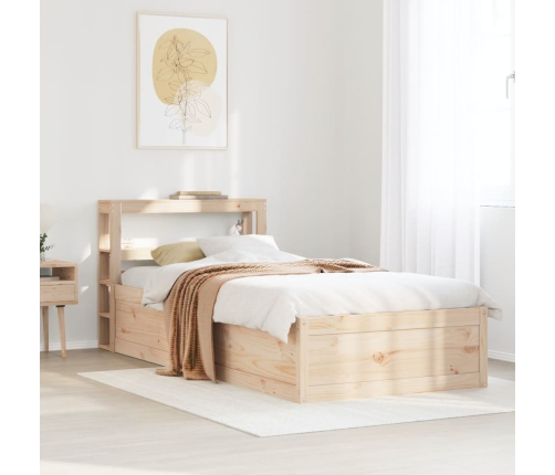 Estructura de cama con cabecero madera maciza pino 90x190 cm