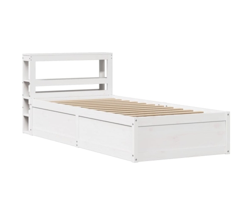 Estructura de cama con cabecero madera pino blanco 90x190 cm