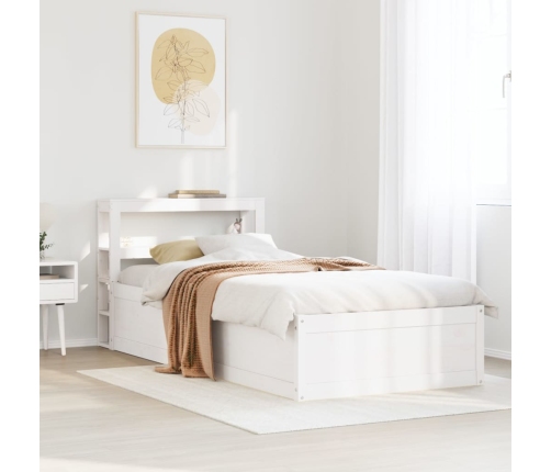 Estructura de cama con cabecero madera pino blanco 90x190 cm