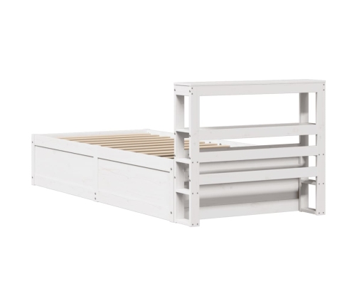 Estructura de cama con cabecero madera pino blanco 90x190 cm