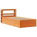 Estructura cama con cabecero madera pino marrón cera 90x190 cm