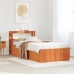 Estructura cama con cabecero madera pino marrón cera 90x190 cm