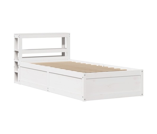 Estructura de cama con cabecero madera pino blanco 75x190 cm