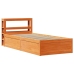 Estructura cama con cabecero madera pino marrón cera 75x190 cm