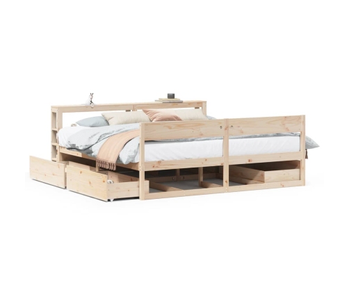 Estructura de cama sin colchón madera maciza de pino 180x200 cm