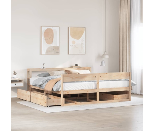 Estructura de cama sin colchón madera maciza de pino 180x200 cm