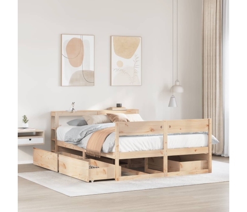 Estructura de cama sin colchón madera maciza de pino 160x200 cm