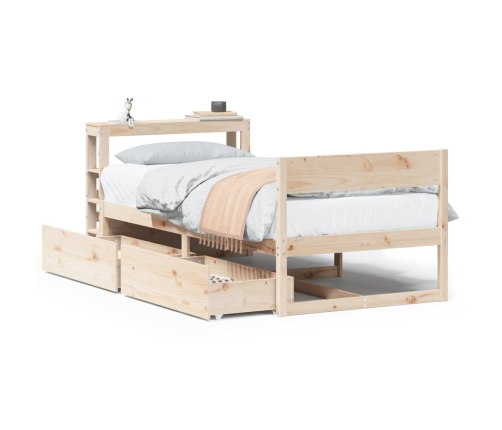 Estructura de cama sin colchón madera maciza de pino 90x200 cm