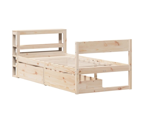 Estructura de cama sin colchón madera maciza de pino 90x200 cm