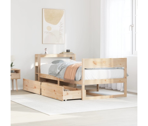 Estructura de cama sin colchón madera maciza de pino 90x200 cm