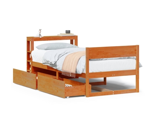 Estructura de cama sin colchón madera de pino marrón 90x200 cm