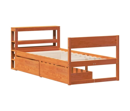 Estructura de cama sin colchón madera de pino marrón 90x200 cm