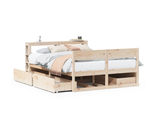 Estructura de cama sin colchón madera maciza de pino 135x190 cm