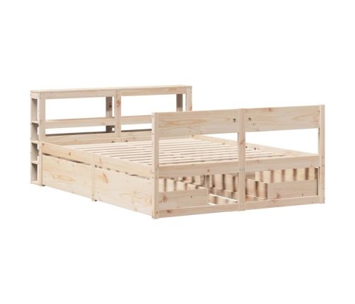 Estructura de cama sin colchón madera maciza de pino 135x190 cm