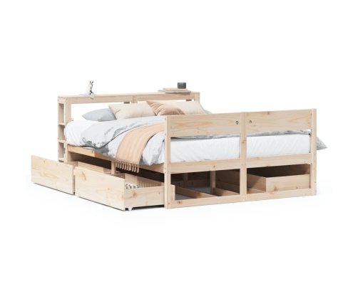 Estructura de cama sin colchón madera maciza de pino 120x190 cm