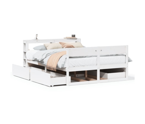 Estructura de cama sin colchón madera maciza blanca 120x190 cm