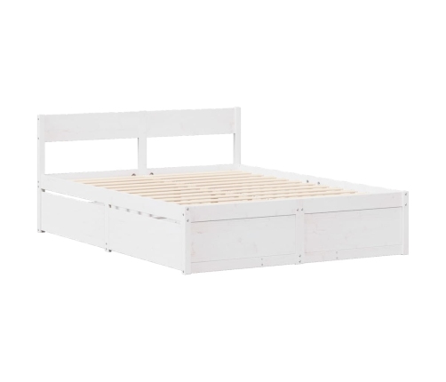 Estructura de cama sin colchón madera maciza blanca 120x190 cm