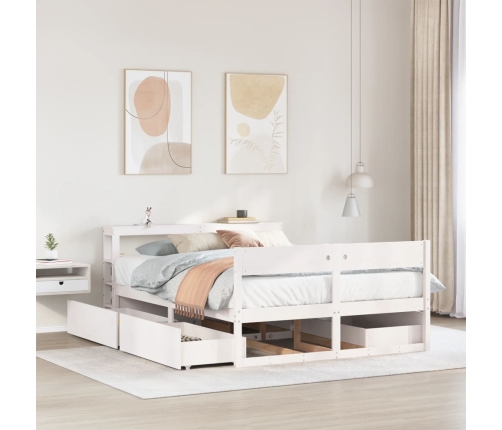 Estructura de cama sin colchón madera maciza blanca 120x190 cm