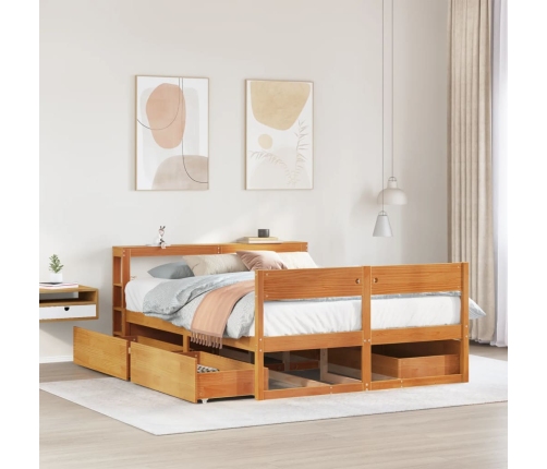 Estructura de cama sin colchón madera maciza marrón 120x190 cm