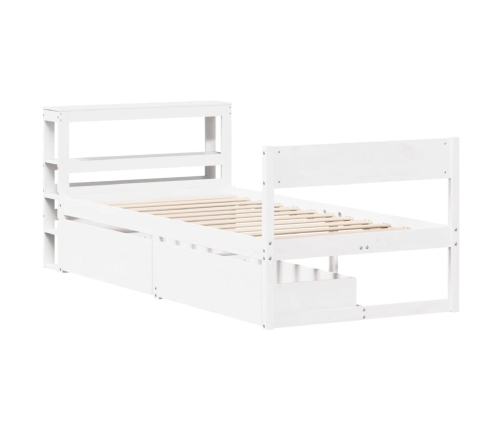 Estructura de cama sin colchón madera maciza blanca 75x190 cm