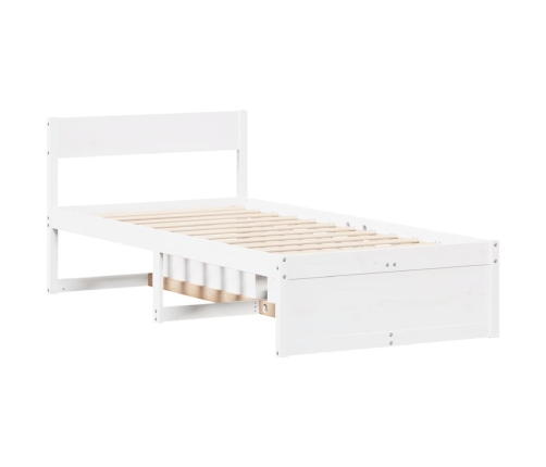 Estructura de cama sin colchón madera maciza blanca 75x190 cm