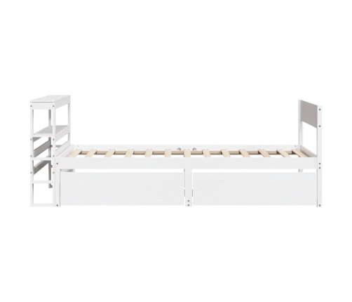 Estructura de cama sin colchón madera maciza blanca 75x190 cm