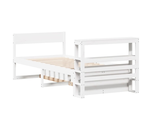 Estructura de cama sin colchón madera maciza blanca 75x190 cm