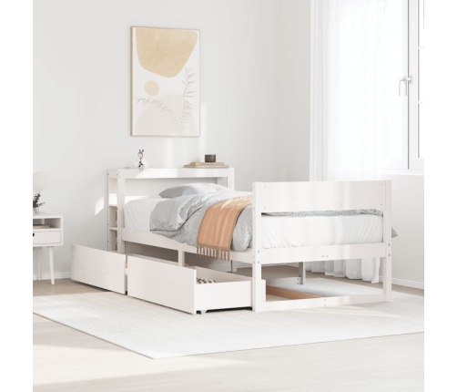 Estructura de cama sin colchón madera maciza blanca 75x190 cm