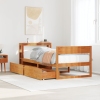 Estructura de cama sin colchón madera maciza marrón 75x190 cm