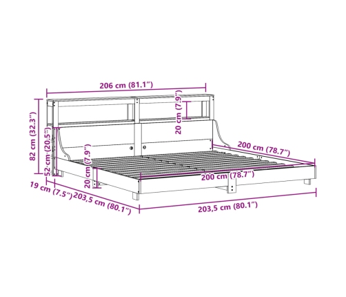 Estructura de cama sin colchón madera maciza blanca 200x200 cm