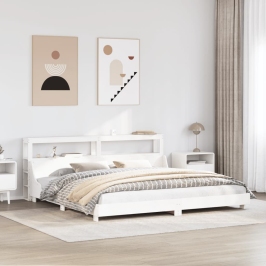 Estructura de cama sin colchón madera maciza blanca 200x200 cm