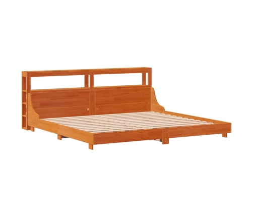 Cama sin colchón madera maciza de pino marrón cera 180x200 cm