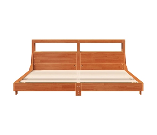 Cama sin colchón madera maciza de pino marrón cera 180x200 cm