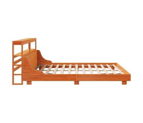 Cama sin colchón madera maciza de pino marrón cera 180x200 cm