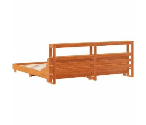 Cama sin colchón madera maciza de pino marrón cera 180x200 cm