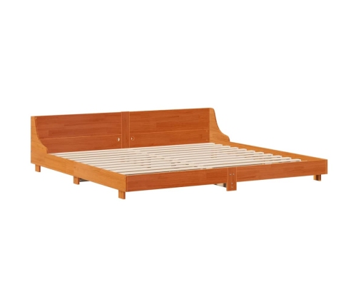 Cama sin colchón madera maciza de pino marrón cera 180x200 cm